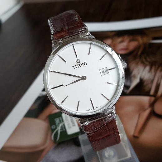 【99新】TITONI 梅花82718 S-ST-606自动机械机芯日期显示39MM（男款）Slenderline纤薄系列精钢160426NJ52 商品图4