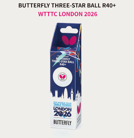 Butterfly蝴蝶乒乓球2026伦敦世乒赛专用R40+有缝三星双标乒乓球96060 商品图1