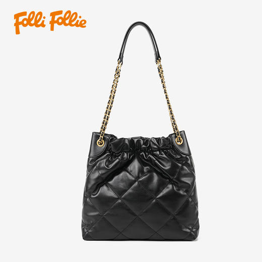 FolliFollie 牛皮菱格纹斜挎包 时尚大气 商品图3
