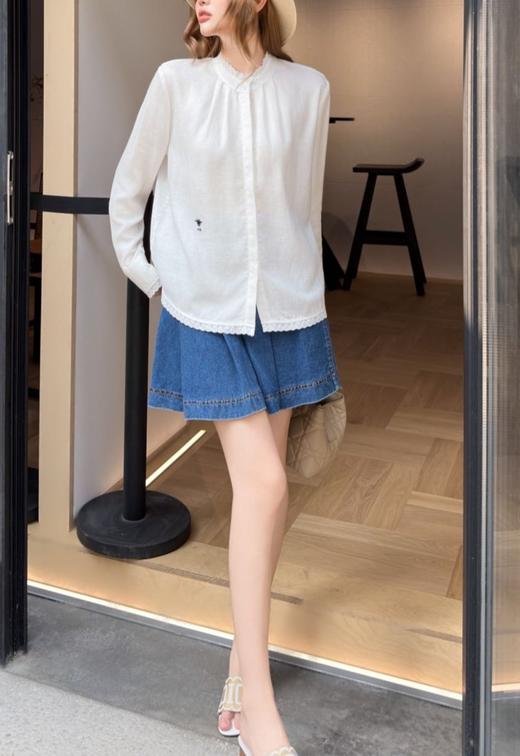 女款立领蕾丝边长袖衬衫ba010 商品图3