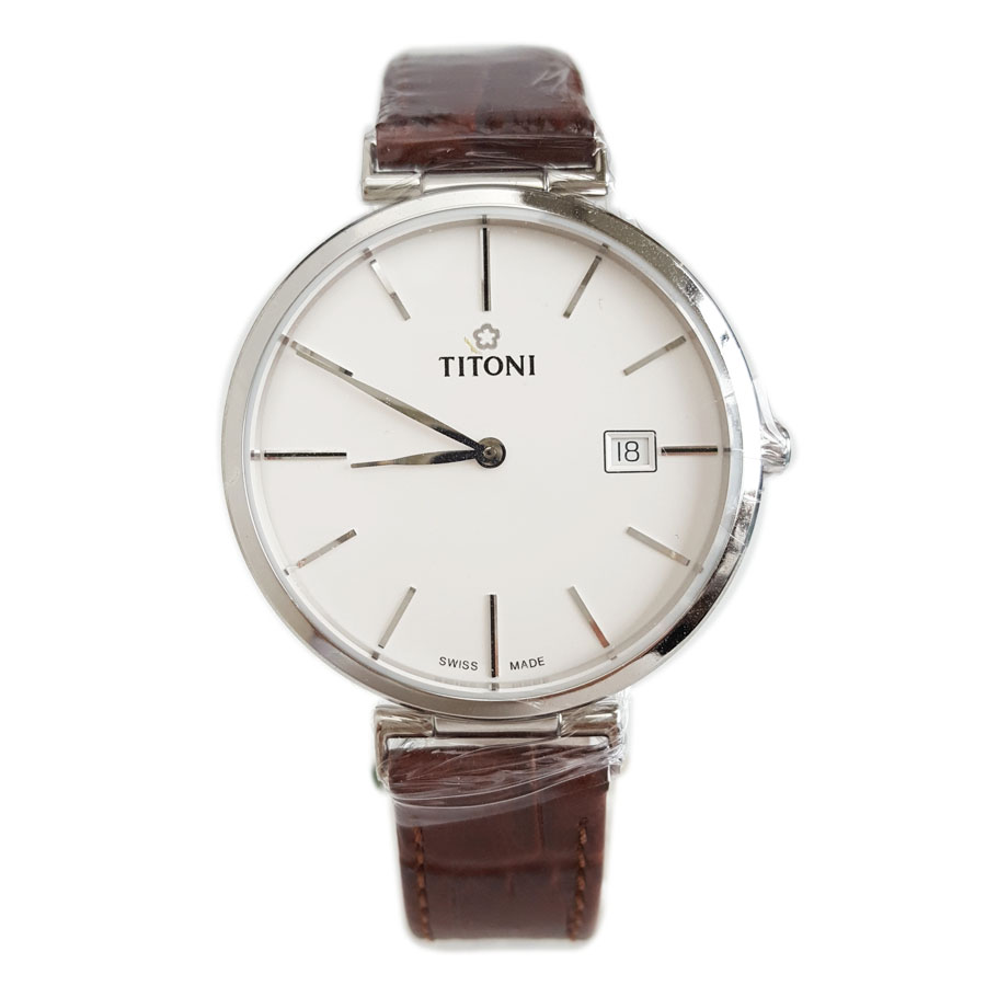 【99新】TITONI 梅花82718 S-ST-606自动机械机芯日期显示39MM（男款）Slenderline纤薄系列精钢160426NJ52