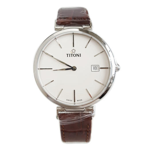 【99新】TITONI 梅花82718 S-ST-606自动机械机芯日期显示39MM（男款）Slenderline纤薄系列精钢160426NJ52 商品图0