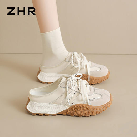 ZHR则则包头半拖鞋女外穿2026夏季新款紫色一脚蹬德训运动凉拖鞋 商品图1