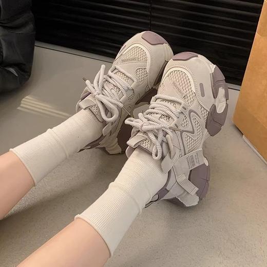 【YW】无忧购新款休闲老爹鞋女厚底增高绑带网面透气跑步鞋2026-2（截单后3-5天发货） 商品图1