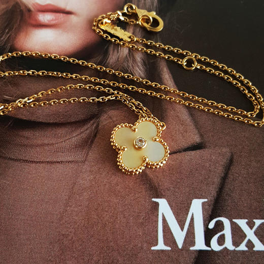 【95新】VCA梵克雅宝Vintage Alhambra系列VCARP2R700黄金贝母单钻18年圣诞限定款四叶草项链 链长约42cm女士170426AK129 商品图4