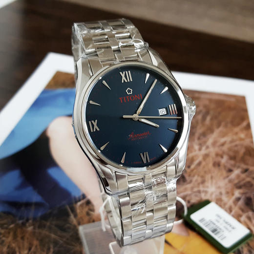 【全新】TITONI 梅花83908 S-690自动机械机芯日期显示40MM（男款）Airmaster空中霸王系列精钢170426NJ122 商品图3