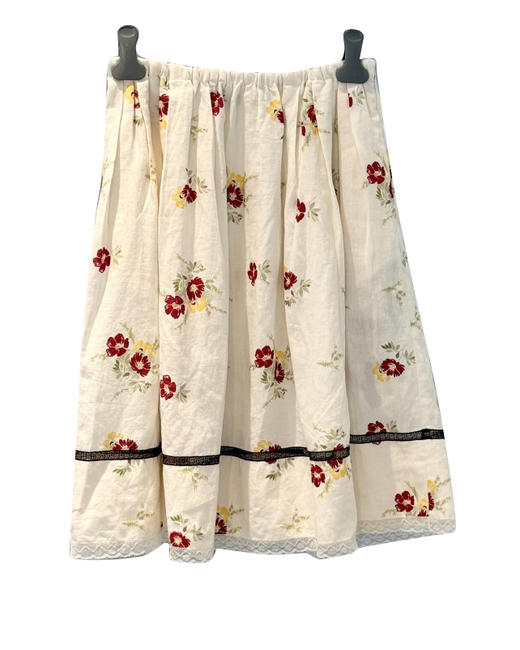 女款棉麻蕾丝拼接碎花半裙zh020 商品图1