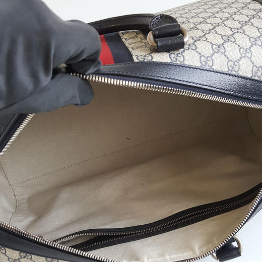 【95新】Gucci古驰724642老花拼深蓝色savoy旅行袋手提单肩包中性款200426TJ20 商品图9