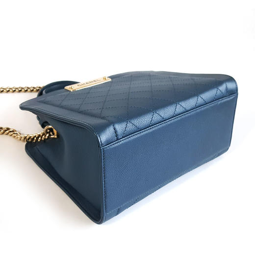 【95新】CHANEL香奈儿A93704 Y61154 3B115蓝色牛皮菱格纹手提单肩包女士190426TJ07 商品图6