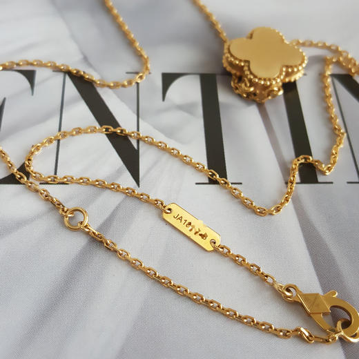 【95新】VCA梵克雅宝Vintage Alhambra系列VCARP2R700黄金贝母单钻18年圣诞限定款四叶草项链 链长约42cm女士170426AK129 商品图6