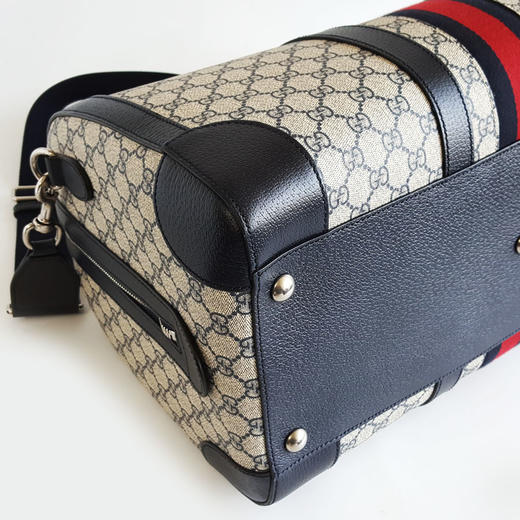 【95新】Gucci古驰724642老花拼深蓝色savoy旅行袋手提单肩包中性款200426TJ20 商品图7
