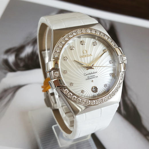 【95新】OMEGA欧米茄123.18.35.20.55.001自动机械日期显示35MM（女款）星座系列 精钢/表圈镶嵌原厂钻石070426AK16 商品图2