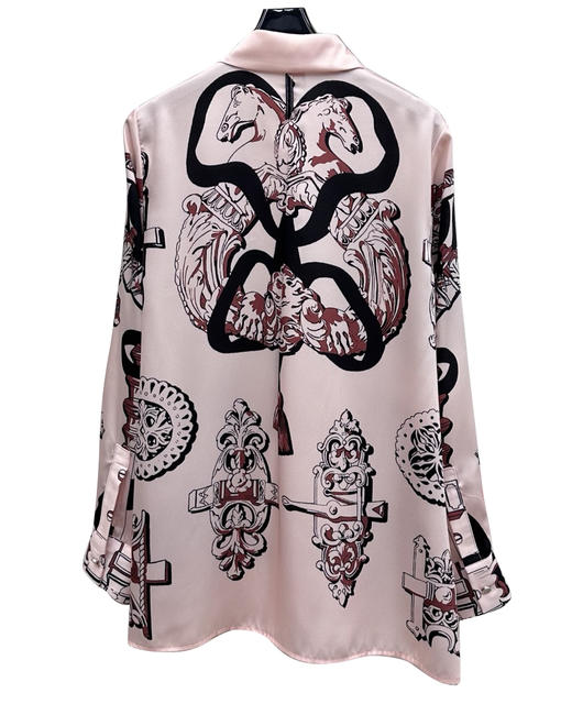 女款丝质印花长袖衬衫 可配套装fe 商品图1