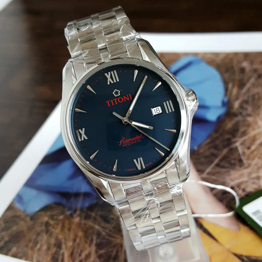 【全新】TITONI 梅花83908 S-690自动机械机芯日期显示40MM（男款）Airmaster空中霸王系列精钢170426NJ122 商品图4