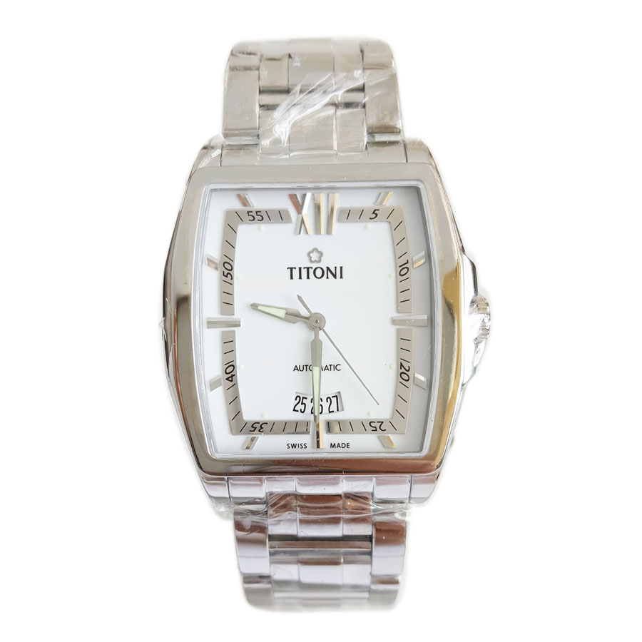 【全新】TITONI 梅花83727 S-573自动机械机芯日期显示38.3*38.8MM（男款）华尔街系列精钢170426NJ78