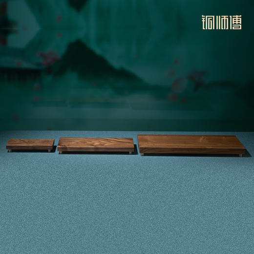 铜师傅 黑胡桃原木《底座》工艺品摆件方形实木底座 商品图0