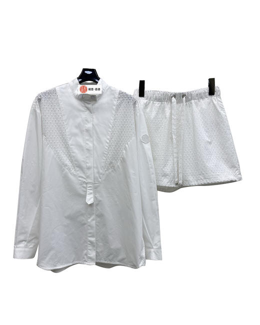 女款立领长袖衬衫短裤套装ba018 商品图0