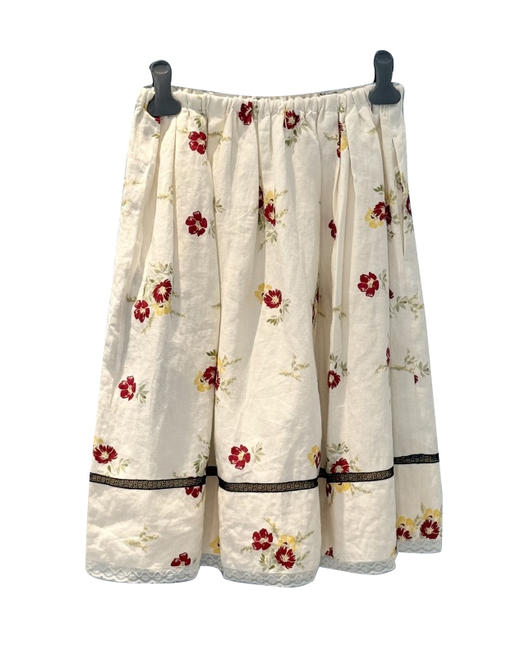 女款棉麻蕾丝拼接碎花半裙zh020 商品图0