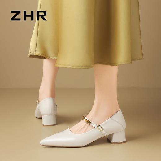 ZHR则则【隐形增高4cm】黑色尖头细跟玛丽珍鞋宽脚外穿爆款JK超高 商品图5