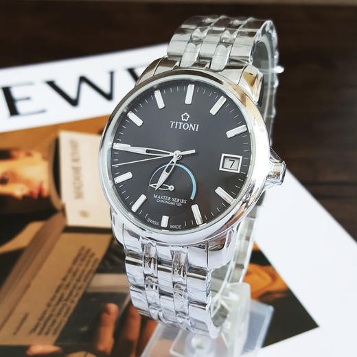 【99新】TITONI 梅花94388 S-579天文台认证自动机械机芯日期显示、动力储备显示41MM（男款）Master Series 大师系列精钢180426NJ64 商品图2
