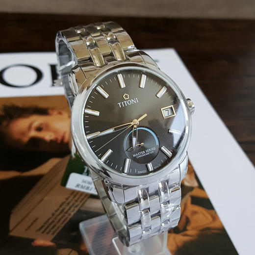 【99新】TITONI 梅花94388 S-579天文台认证自动机械机芯日期显示、动力储备显示41MM（男款）Master Series 大师系列精钢180426NJ64 商品图3