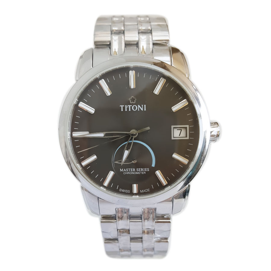 【99新】TITONI 梅花94388 S-579天文台认证自动机械机芯日期显示、动力储备显示41MM（男款）Master Series 大师系列精钢180426NJ64