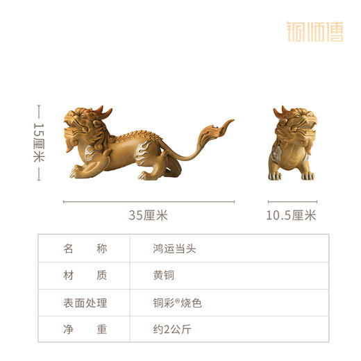 铜师傅《鸿运当头》客厅桌面铜貔貅摆件 家居装饰工艺品 商品图5