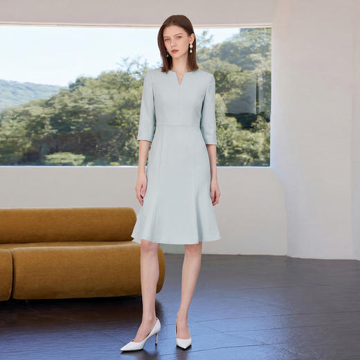 IWY/冰川蓝夏季薄款短袖西装连衣裙女正式场合长款鱼尾裙新款套裙6Q26 商品图1