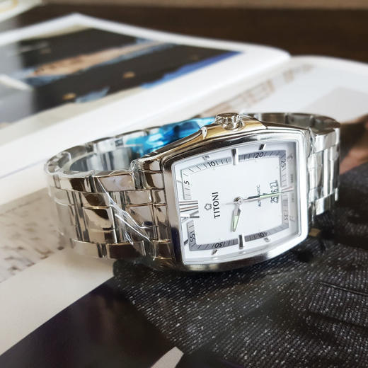 【全新】TITONI 梅花83727 S-573自动机械机芯日期显示38.3*38.8MM（男款）华尔街系列精钢170426NJ78 商品图5