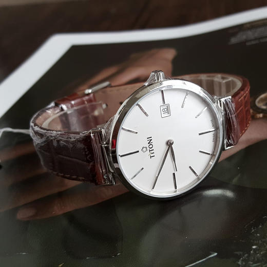 【99新】TITONI 梅花82718 S-ST-606自动机械机芯日期显示39MM（男款）Slenderline纤薄系列精钢160426NJ52 商品图5