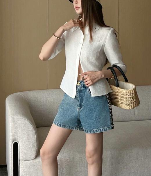 女款拼接花边刺绣牛仔短裤la025 商品图3