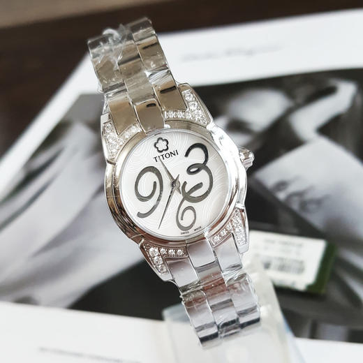 【全新】TITONI 梅花TQ 42922 S-DH-359石英机芯25.5MM（女款）Mademoiselle优雅伊人系列精钢；镶嵌水钻170426NJ97 商品图4