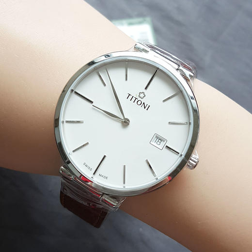 【99新】TITONI 梅花82718 S-ST-606自动机械机芯日期显示39MM（男款）Slenderline纤薄系列精钢160426NJ52 商品图8