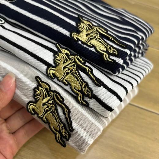 F042427万针刺绣工艺男士条纹休闲商务POLO衫夏季打底衫T恤 商品图6