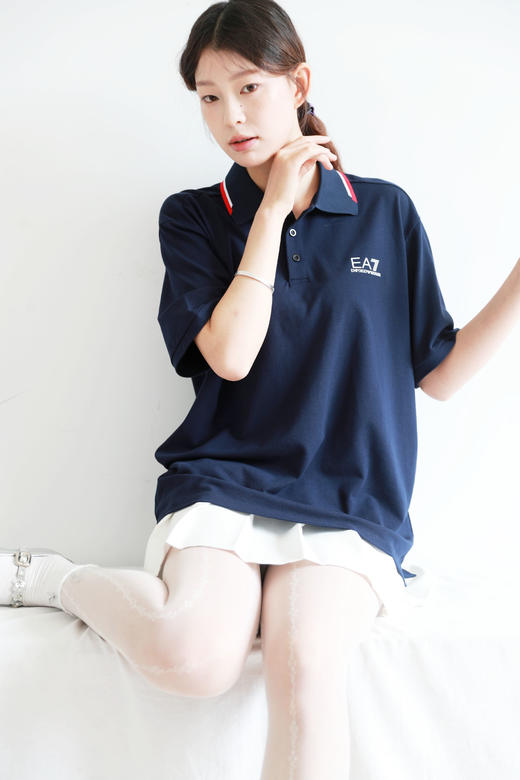 撞色边Polo衫，直接出口。翻领设计胸口字母印花短袖poloE042558 商品图13