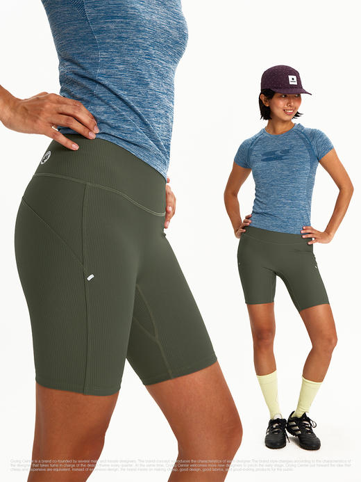 CryingCenter 坑条高弹瑜伽健身跑步训练运动五分瑜伽裤 哭喊中心 商品图3