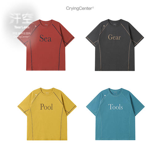 CryingCenter不同场景的员工服汗渍隐身撞色线插肩袖T恤 汗空面料 商品图6