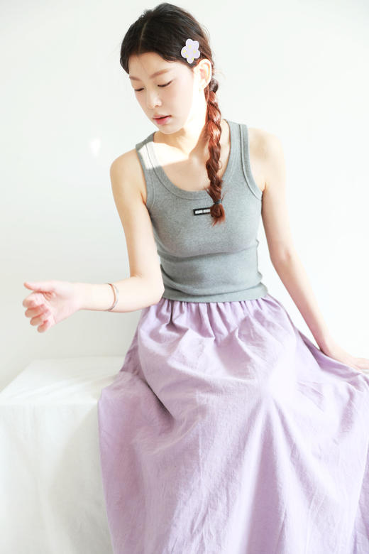 工字背心tee，元祖灰配色。低饱和氛围感复古法式圆领马甲E042566 商品图10