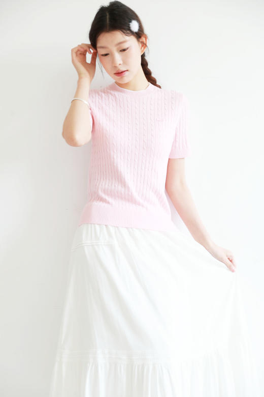 韩里韩气麻花衫，小标刺绣工艺。法式复古圆领亲肤针织衫E042568 商品图12