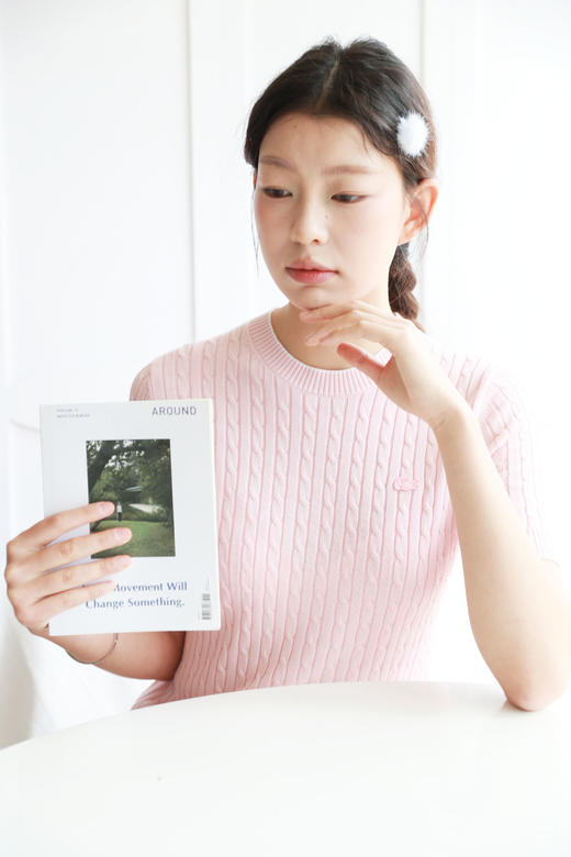 韩里韩气麻花衫，小标刺绣工艺。法式复古圆领亲肤针织衫E042568 商品图13