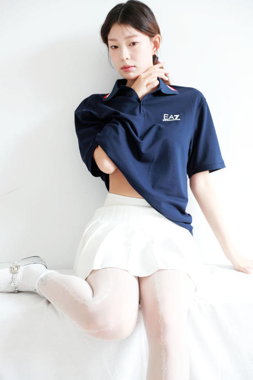 撞色边Polo衫，直接出口。翻领设计胸口字母印花短袖poloE042558 商品图12