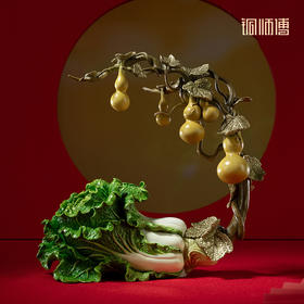 铜师傅《福禄百财》桌面电视柜铜葫芦白菜摆件 家居装饰工艺品
