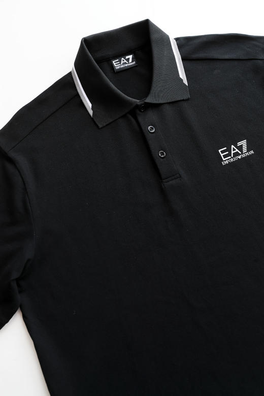 撞色边Polo衫，直接出口。翻领设计胸口字母印花短袖poloE042558 商品图4