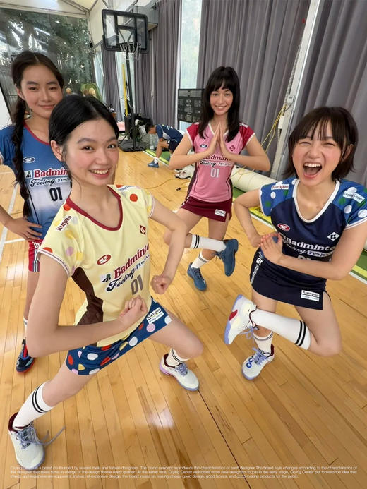 CryingCenterx薰风联名2.0吸湿速干小飞袖拼色波点羽毛球休闲赛服 商品图5