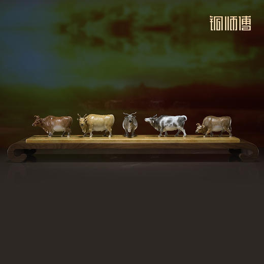 铜师傅《五牛积福》客厅桌面铜摆件 家居装饰工艺品 商品图0