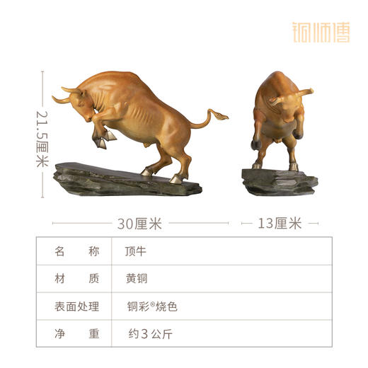 铜师傅《顶牛》办公室桌面铜摆件 家居装饰工艺品 商品图5