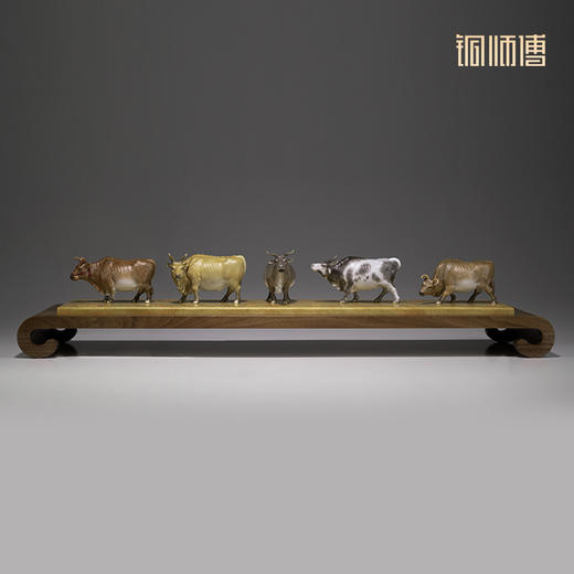 铜师傅《五牛积福》客厅桌面铜摆件 家居装饰工艺品 商品图1