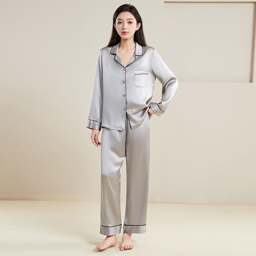 红颜周末小集市 #桑蚕丝睡衣『清辉』100% 真丝翻领睡衣，柔滑亲肤优雅家居服，质感首选 商品图6