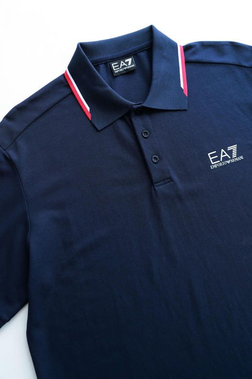 撞色边Polo衫，直接出口。翻领设计胸口字母印花短袖poloE042558 商品图10
