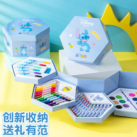 迪士尼绘画套装 儿童绘画水彩笔彩铅蜡笔水粉礼盒 学生礼品礼物笔盒开学季文具套装 商品图4